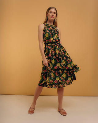 Vestido midi halter estampado floral