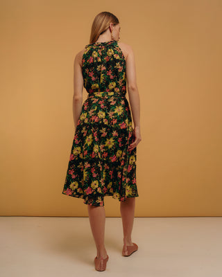 Vestido midi halter estampado floral