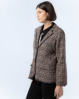 blazer de cuadros marron y negro