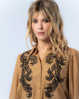 Camisa Inés Bordado Beige