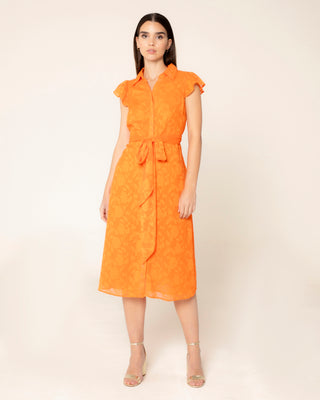 Foto representativa de vestido midi naranja flora