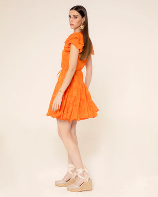 Fotografía principal del producto: vestido naranja corto volantes flora